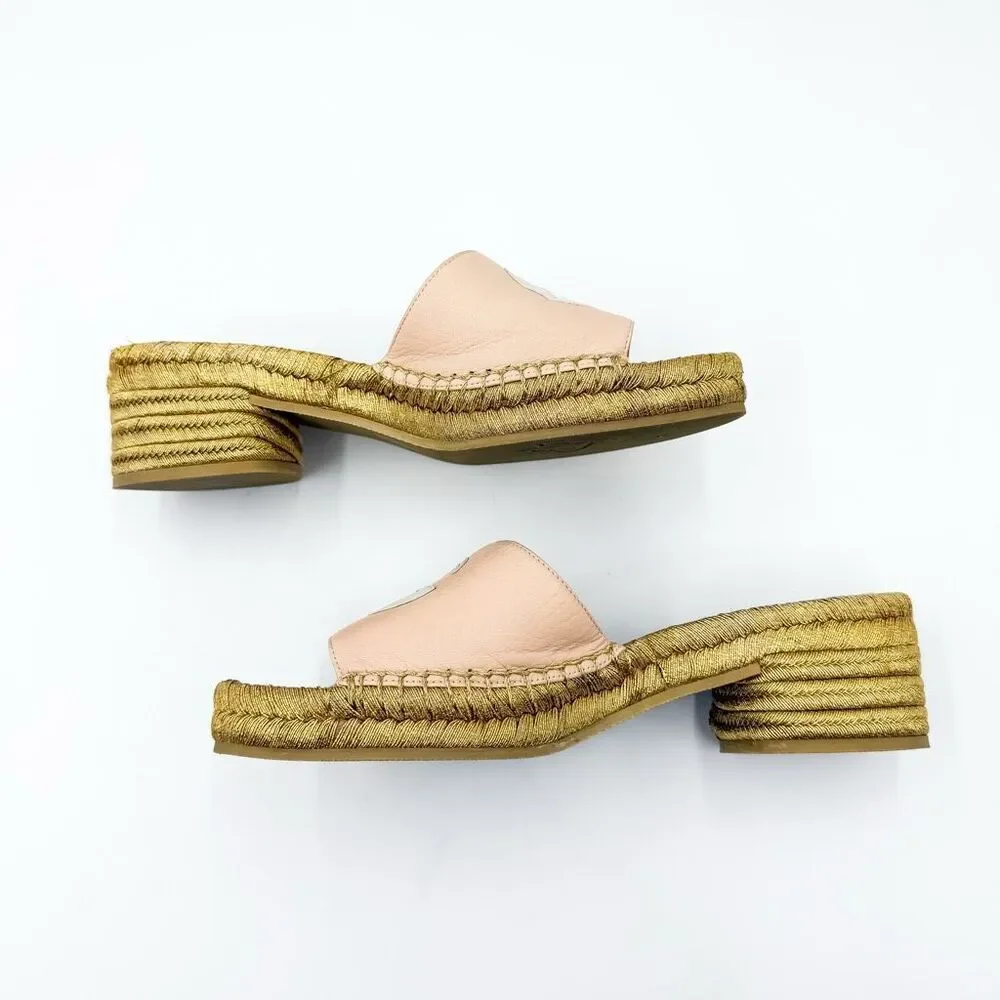 Gucci GG Sandals Leather Espadrille Mules EU 37 US 8